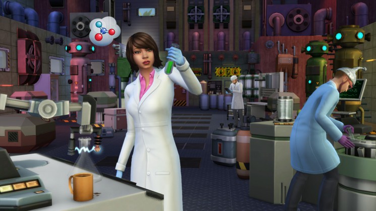 Wissenschaftler in Die Sims 4 an die Arbeit